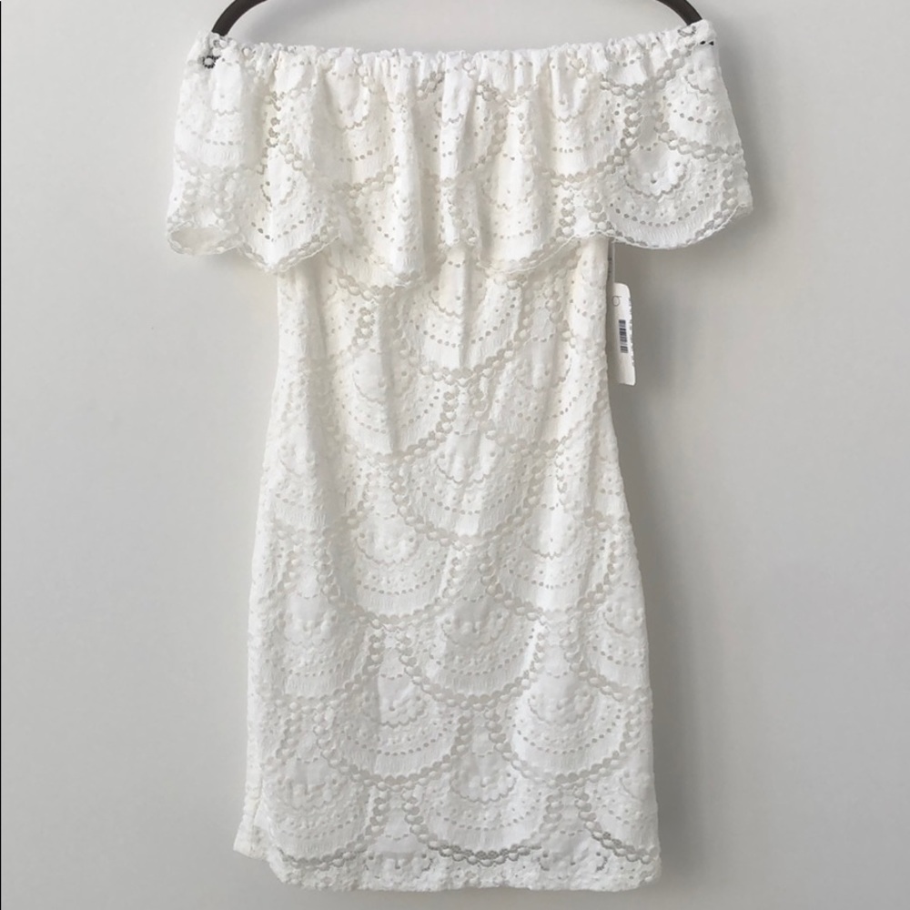 BNWT Aqua White Off Shoulder Lace Overlay Dress XS